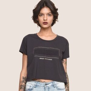 Armani Exchange Cropped Embossed Summertime Tee Dark Gray Size XL